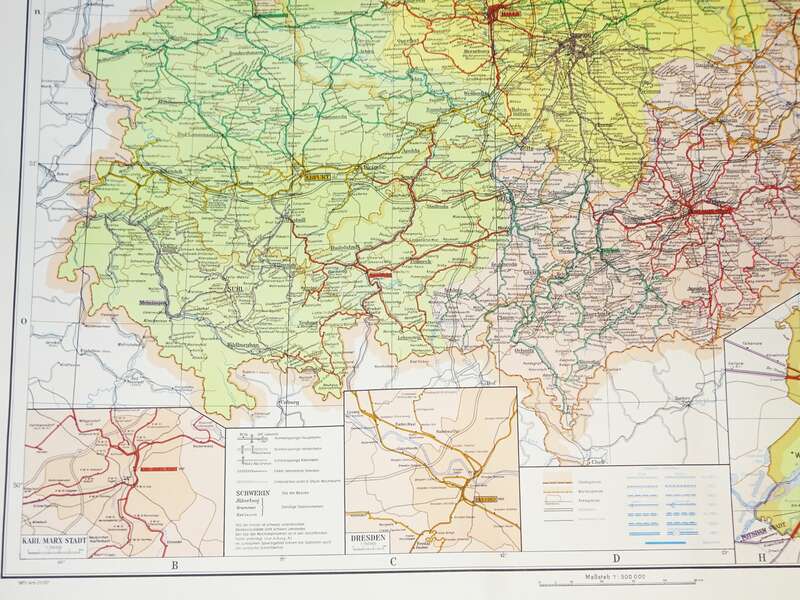 Eisenbahn Verkehrskarte der DDR 1967 Dienstgebrauch vintage Landkarte