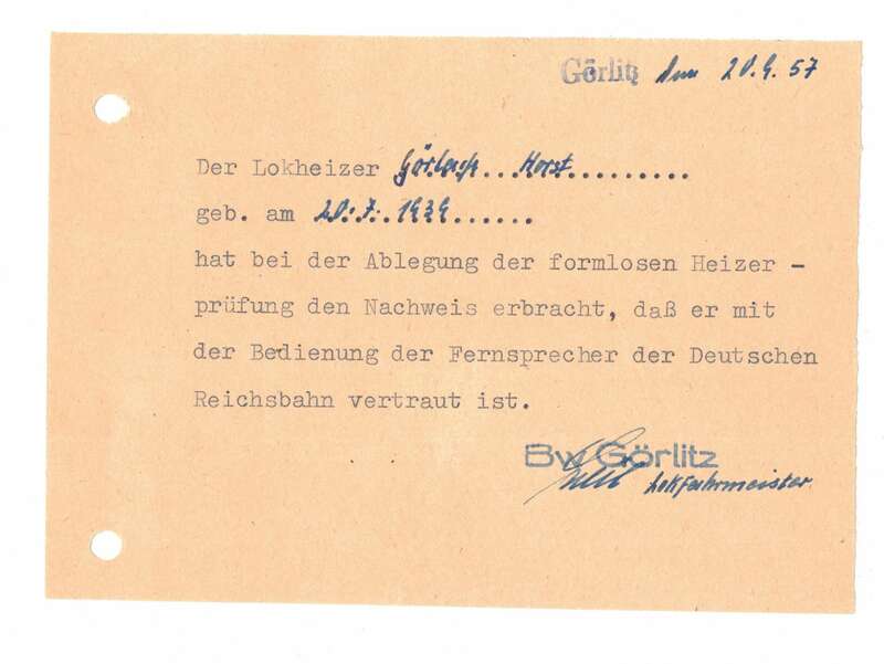 Dokumente 2 St RAW Deutsch Sowjetische Freundschaft Görlitz 1957 Reichsbahnausbesserungswerk