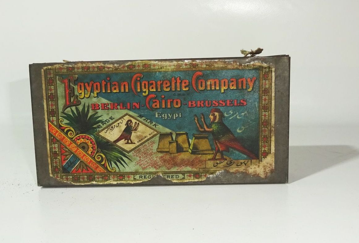 Uralte Blechdose Egyptian Cigarette Company Berlin Cairo Brussels 1900