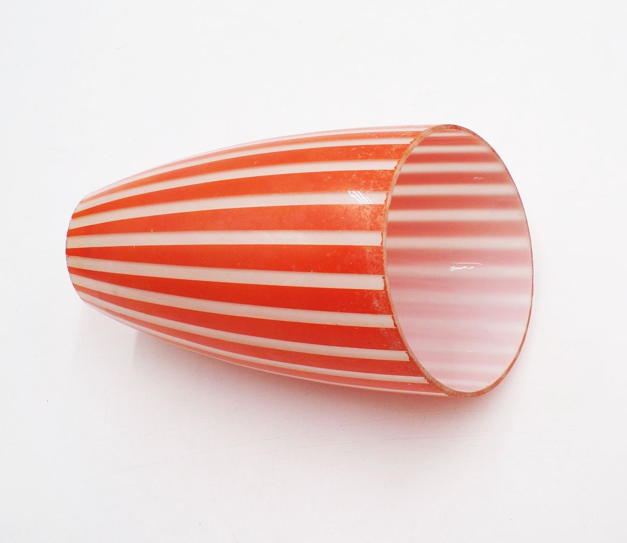 Alter Lampenschirm Tütenlampe Orange Weiß 50er 60er Vintage Retro Lampenglas Alter Lampenschirm Tütenlampe Orange Weiß 50er 60er Vintage Retro Lampenglas