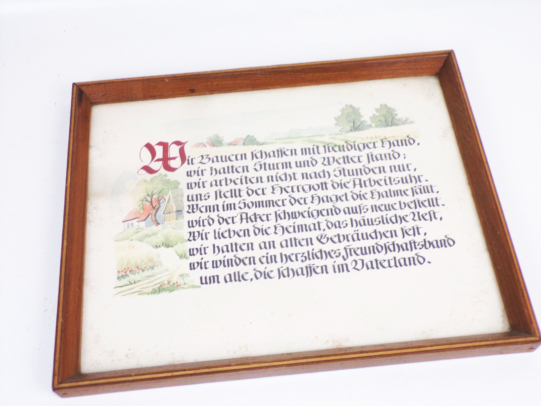 Alter Spruch Bauern Arbeit altdeutsche Schrift Bilderrahmen Deko