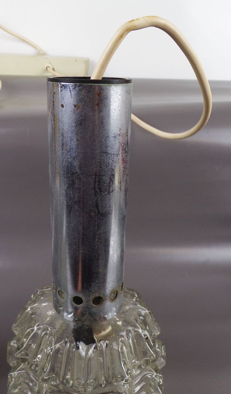 Alte Pendelleuchte 2er Preßglas E27 DDR Hängelampe 