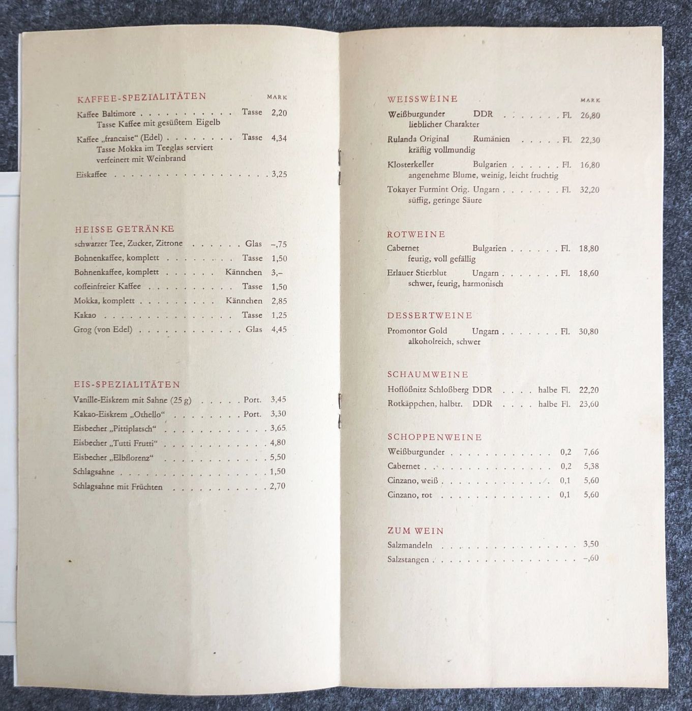 DDR Speisekarten Fernsehturm Dresden Original 1969 Turm Cafe