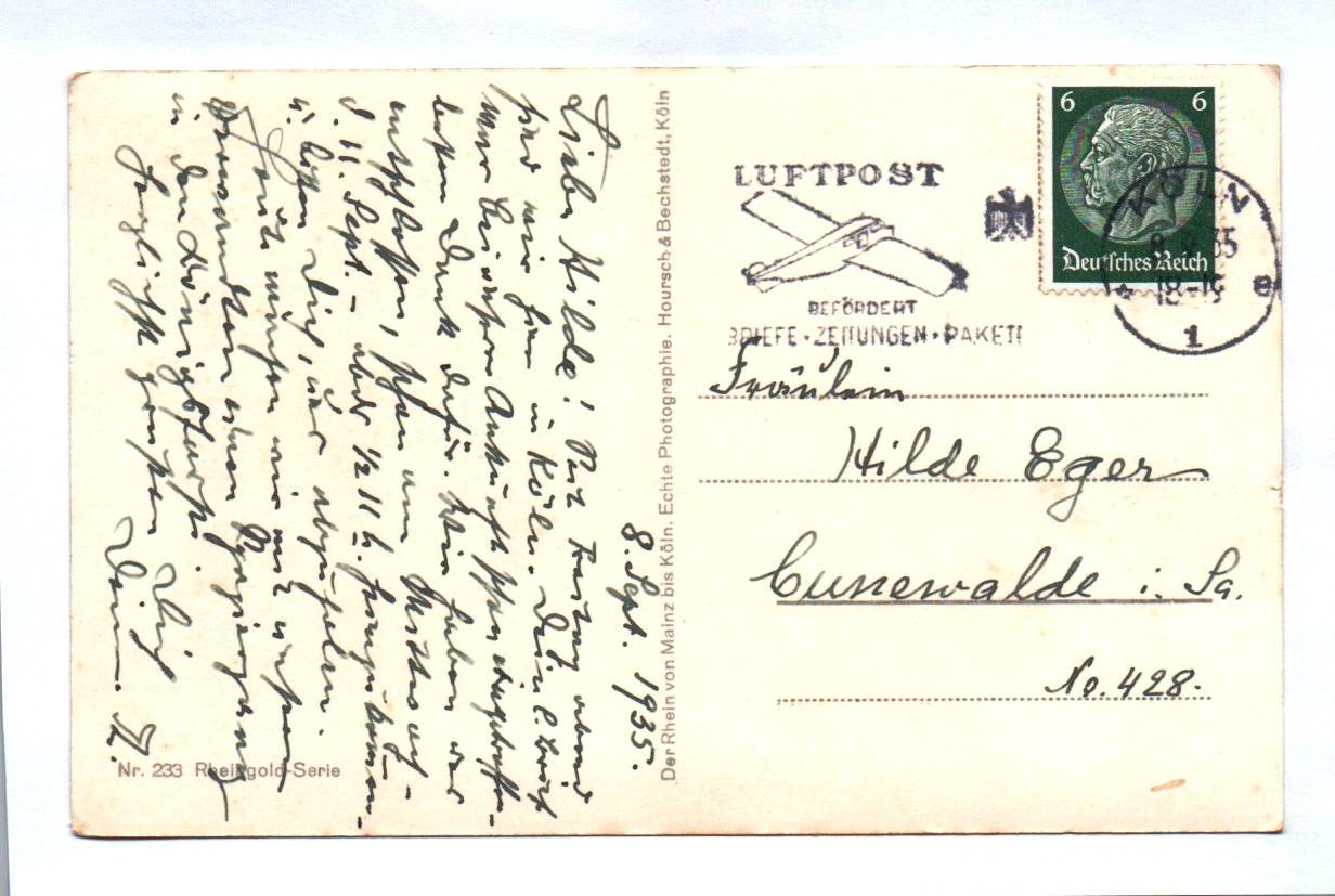 Ak Köln Dom St. Martin und Stapelhaus Luftpost 1935 Nordrhein Westfalen