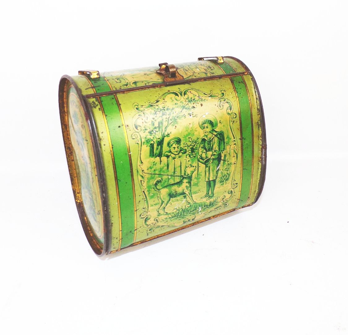 Alte Botanisiertrommel Blechdose lithografiert um 1900