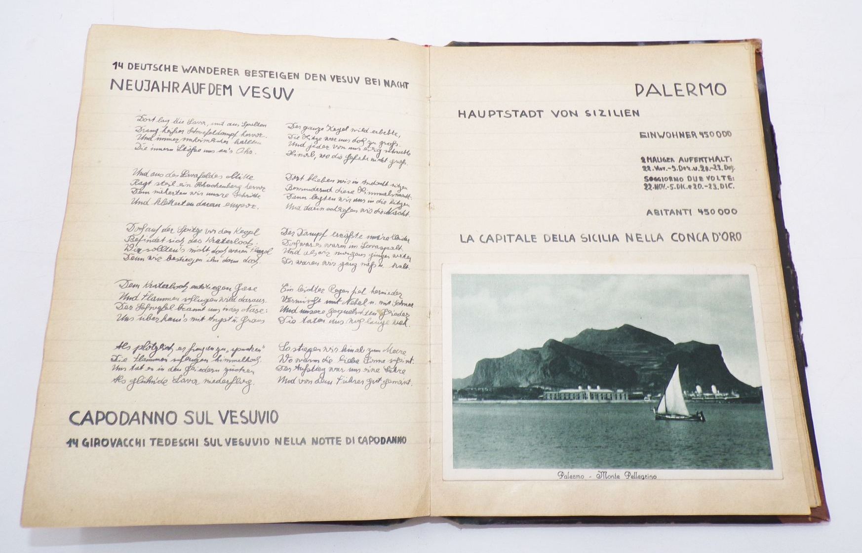 Reisetagebuch Italien 1933 Drittes Reich handgeschrieben mit Postkarten Fotos und Ausschnitten Reisetagebuch Italien 1933 Drittes Reich handgeschrieben mit Postkarten Fotos und Ausschnitten