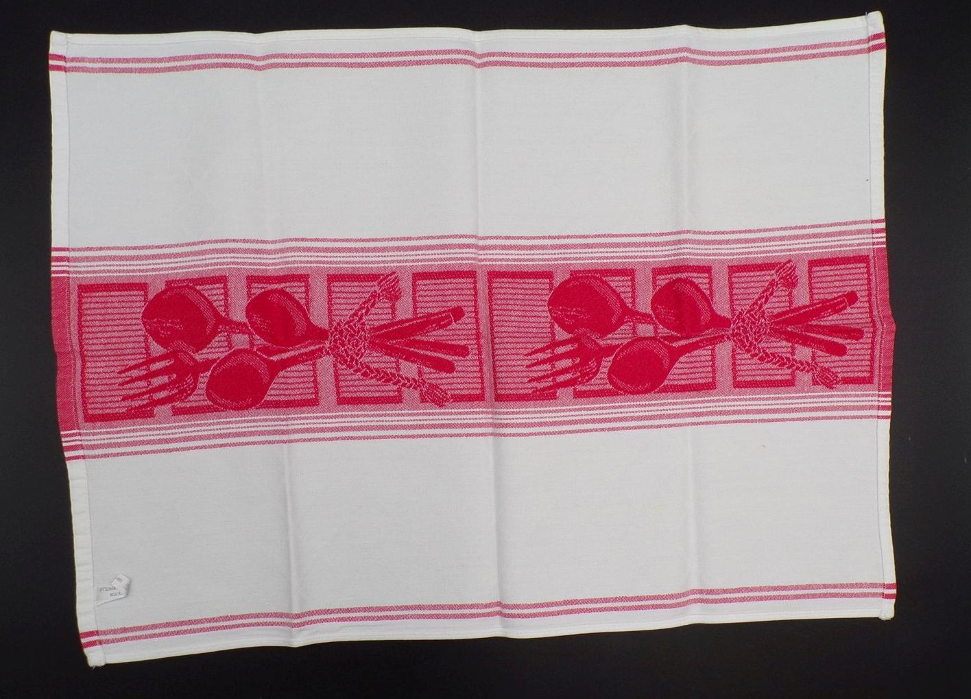 Altes Küchentuch Rot Weiß 51 x 54 cm Baumwolle Küchenwäsche 