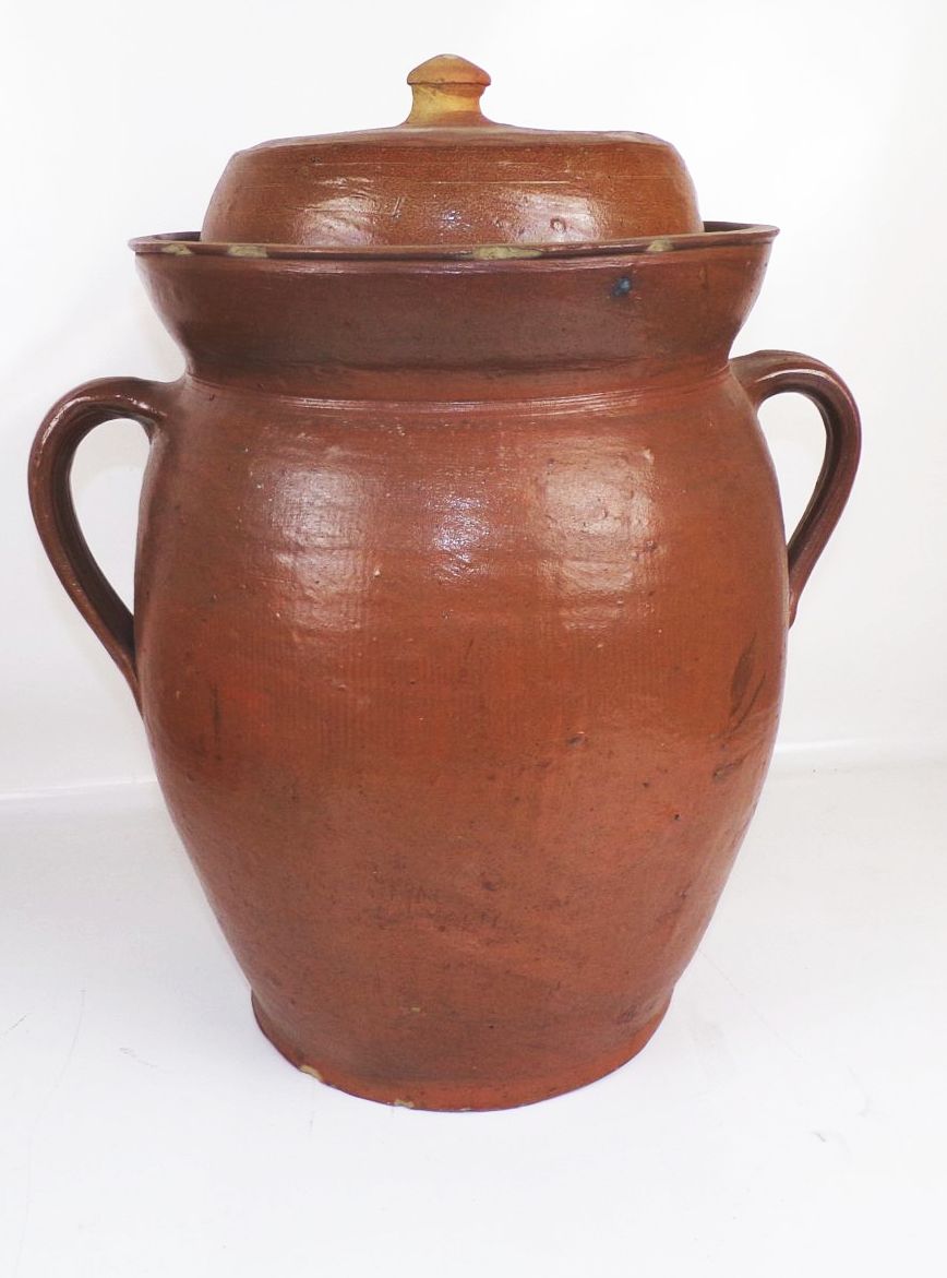 Alter Steinguttopf Sauerkrauttopf Tontopf Gärtopf Gurkentopf Steinzeug Deckel
