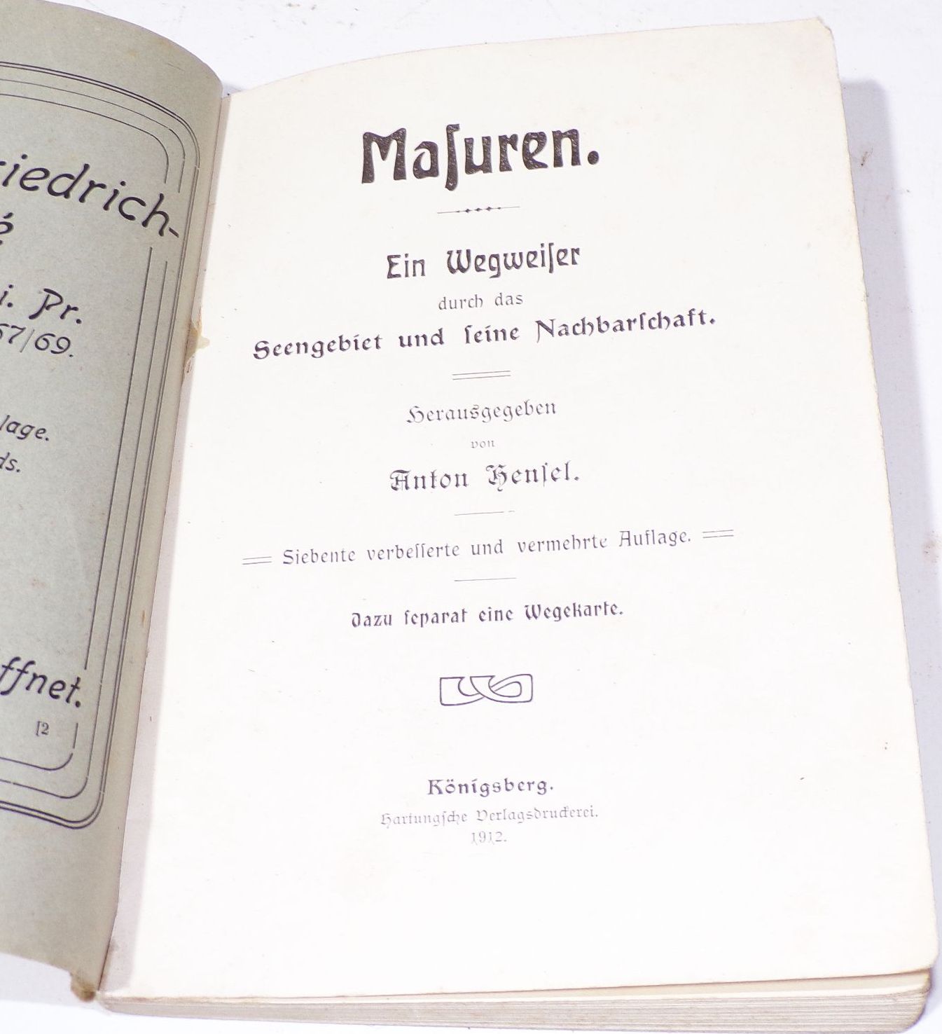 Masuren Wegweiser durch das Seengebiet und Nachbarschaft 1912 Anton Hensel