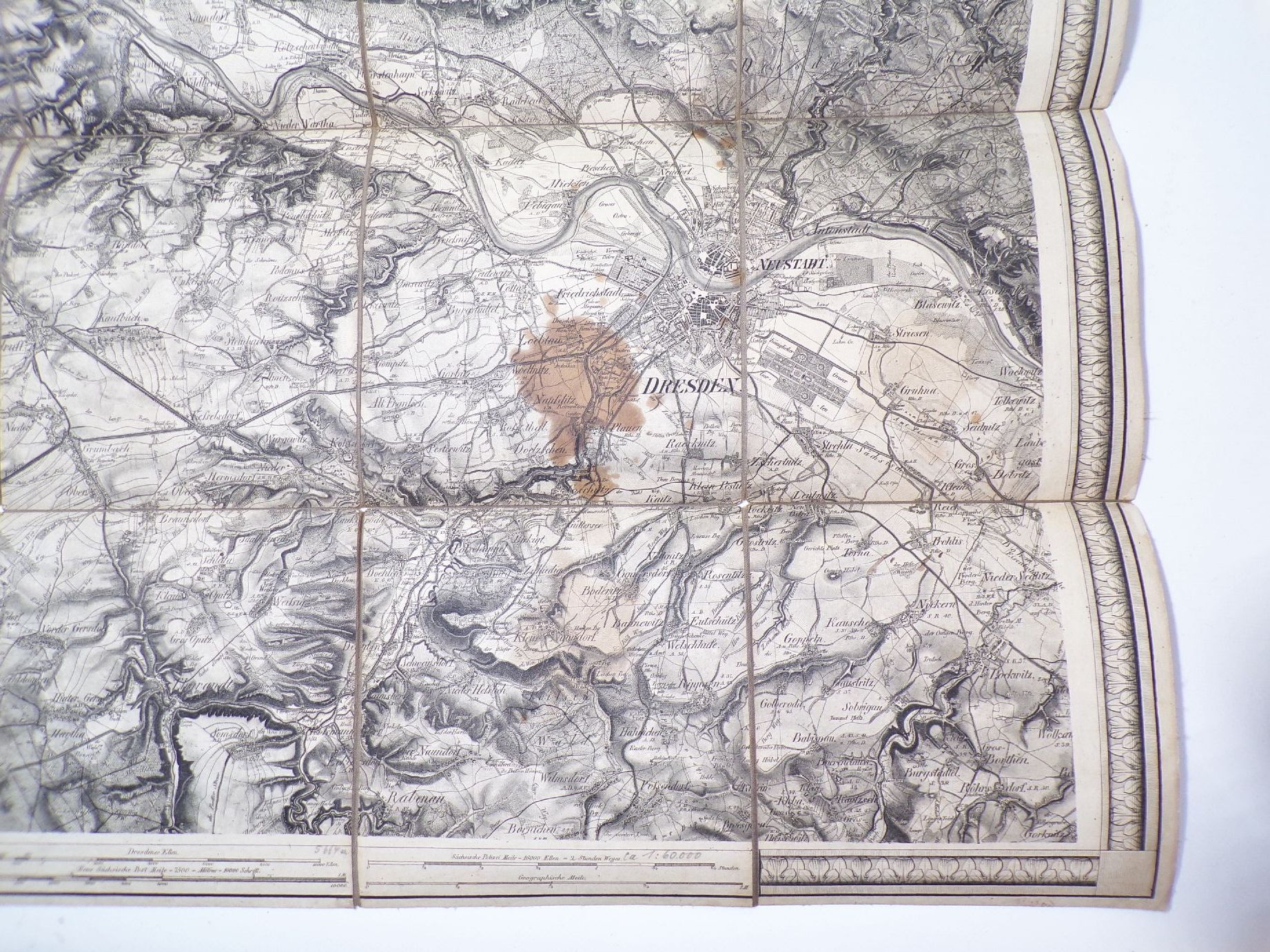 Manöverplan kgl sächsischen Truppen bei Dresden 1857 Militär Landkarte