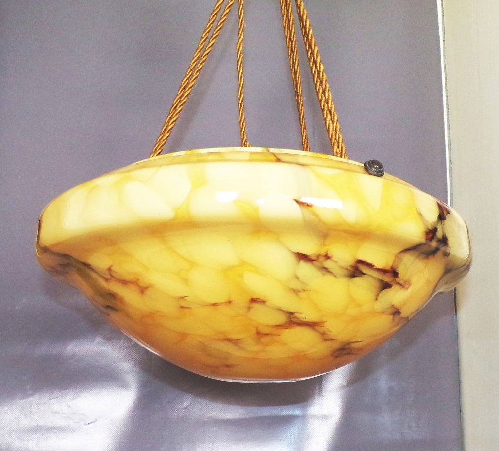 Alte Schalenlampe Art Deco E27 Marmor Optik Deckenleuchte 