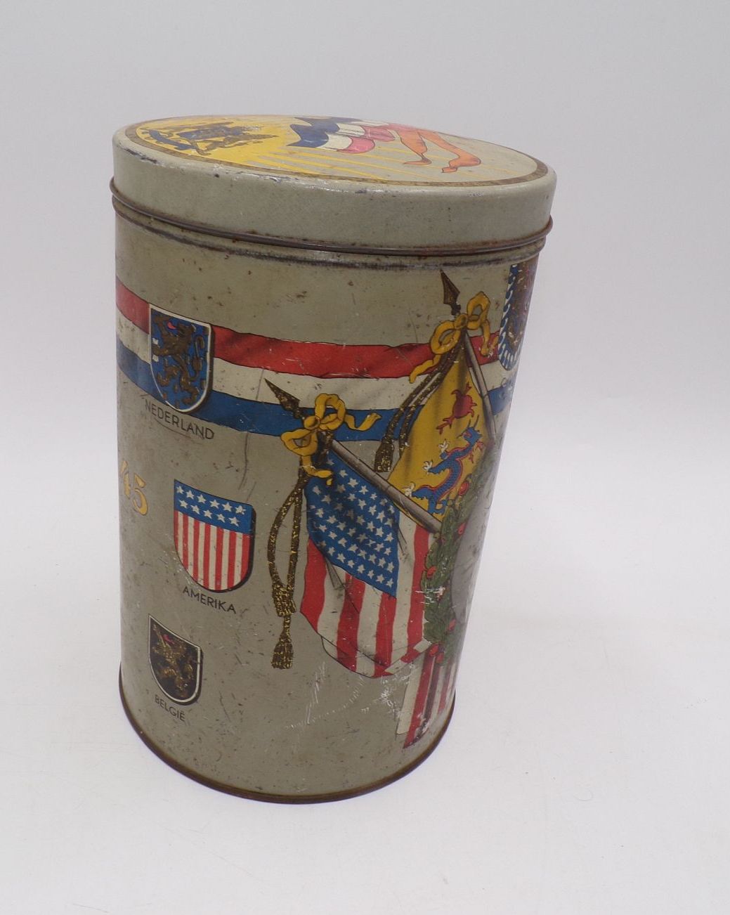 Blechdose 1945 Kai-shek Stalin Roosevelt Churchill Alliierte 
