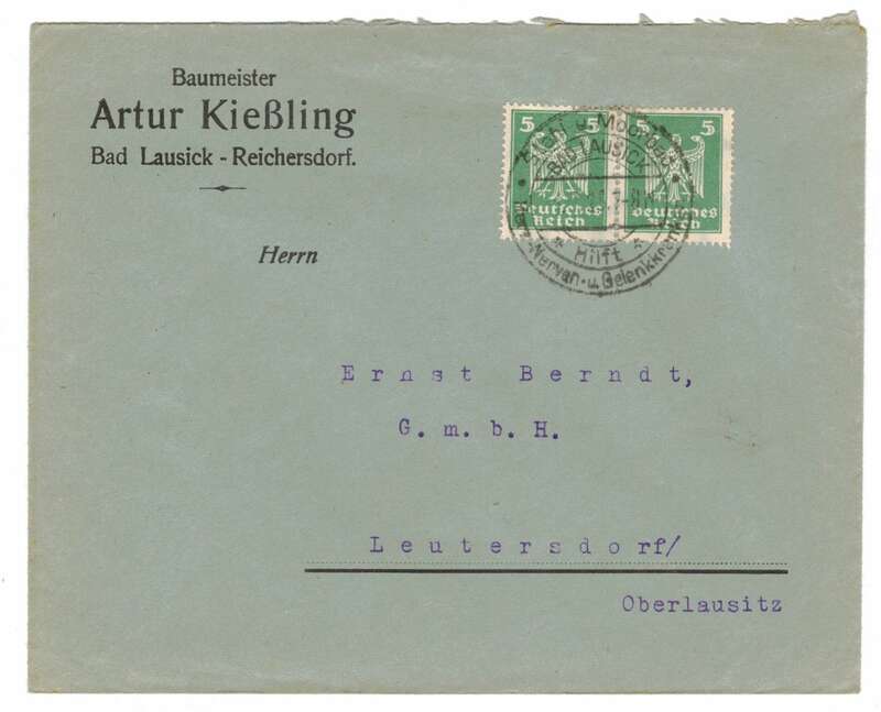Brief 1925 Baumeister Artur Kießling Bad Lausick Reichersdorf
