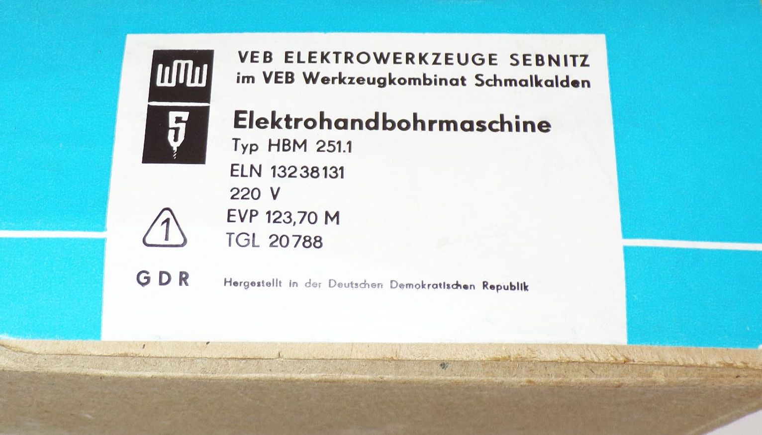 WMW Bohrmaschine HBM 251.1 Heimwerker Bohrpistole OVP DDR 