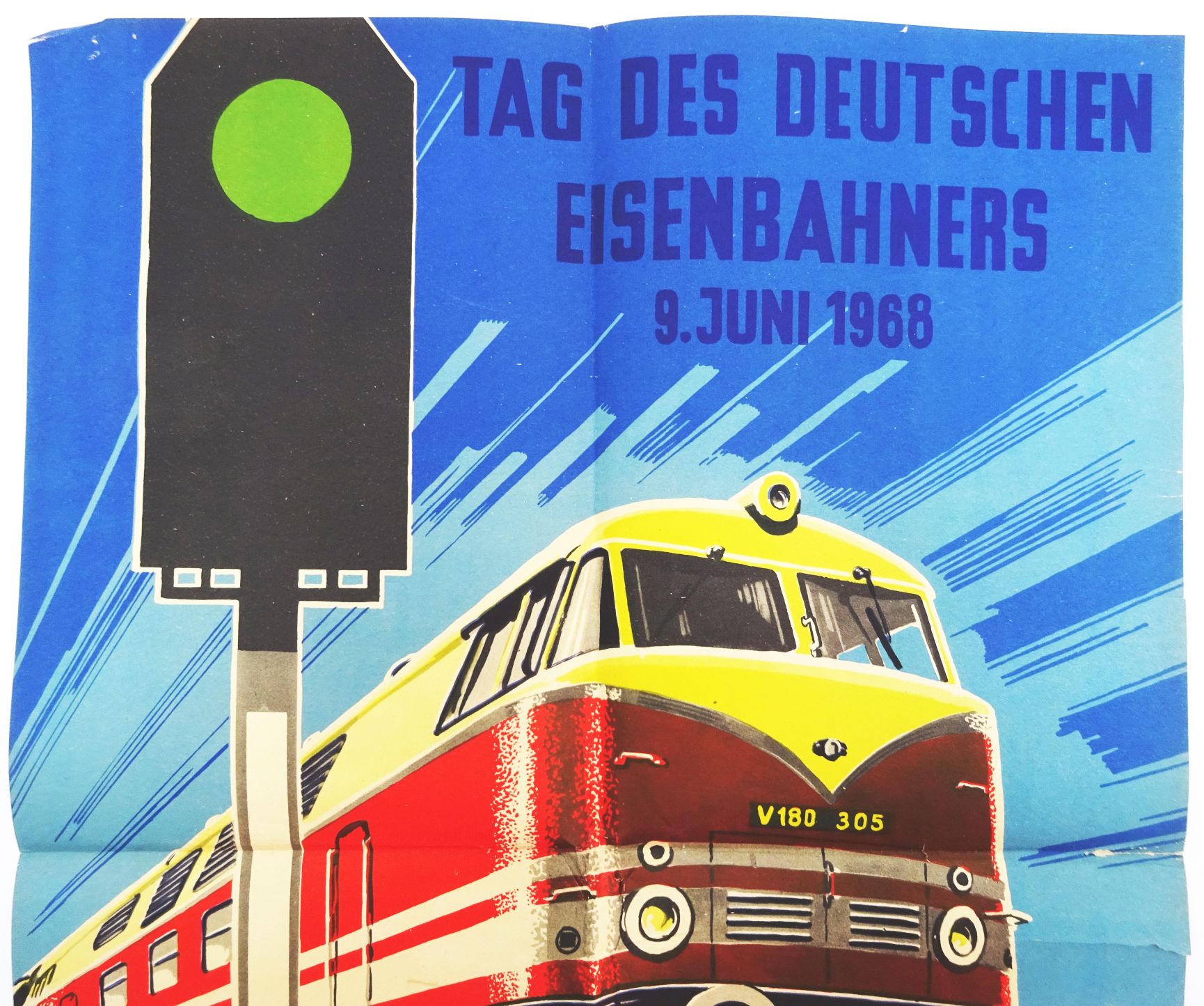 Altes Plakat Tag des Deutschen Eisenbahners 1968 Jahrestag der DDR