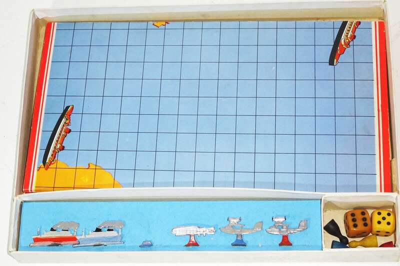 Über den Atlantik Zeppelin Scholz Mainz Brettspiel 1930er Zinnfiguren