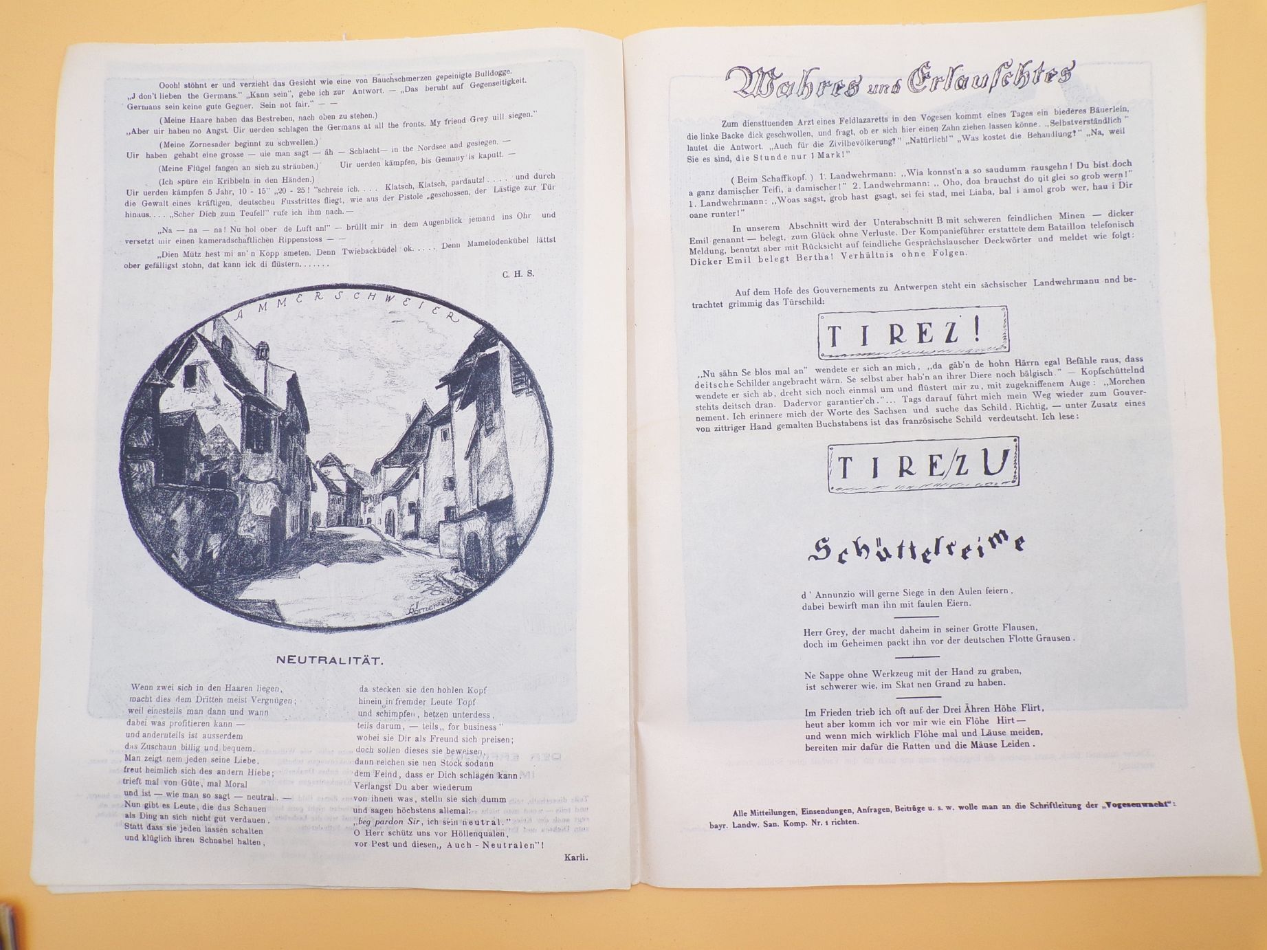 Vogesenwacht No 2 Jahrgang 1916 Zeitung 1 Wk Vogesen