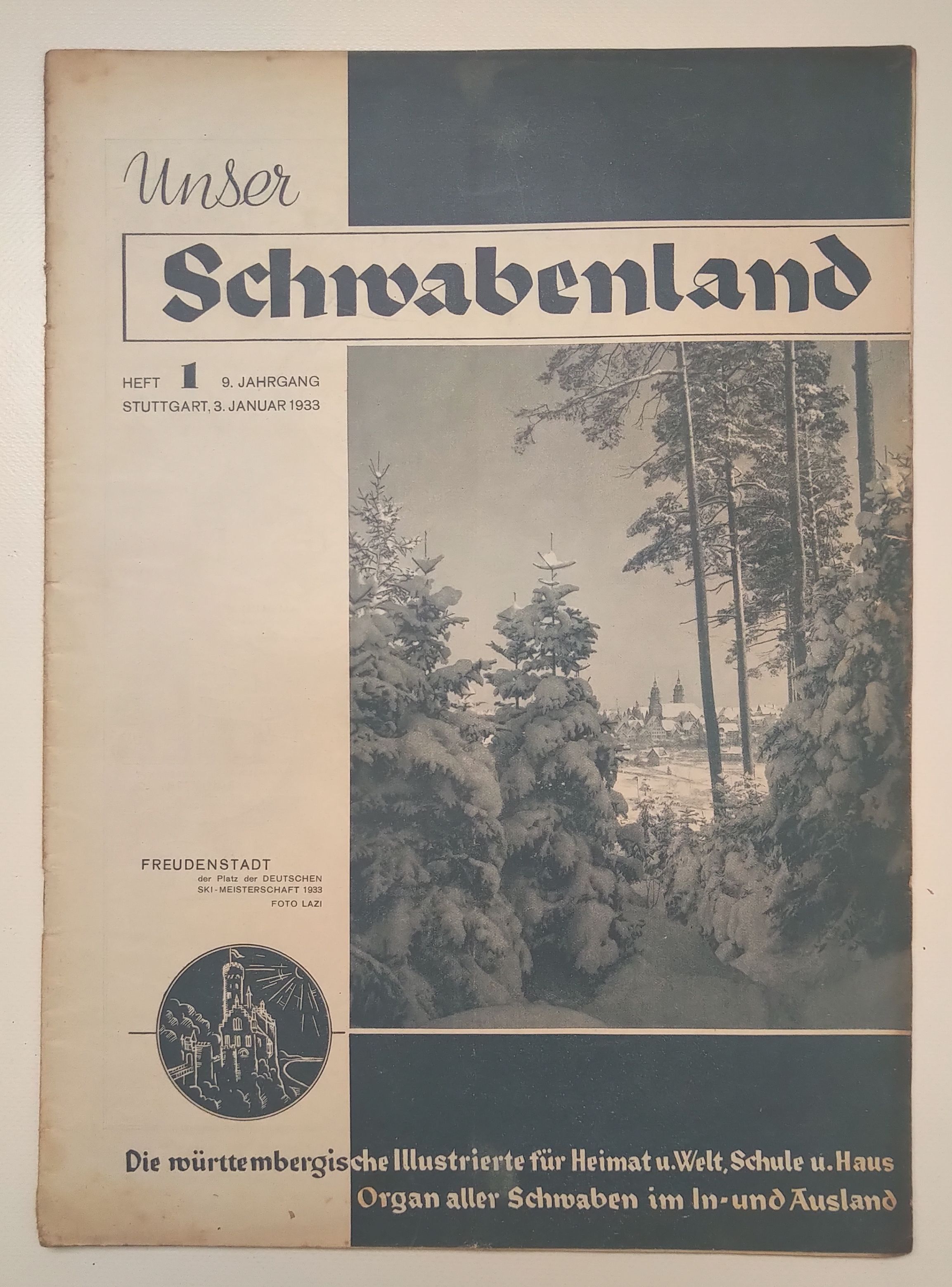 Unser Schwabenland Zeitung 1933 Nr 1 Freudenstadt Deutsche Ski Meisterschaft Unser Schwabenland Zeitung 1933 Nr 1 Freudenstadt Deutsche Ski Meisterschaft