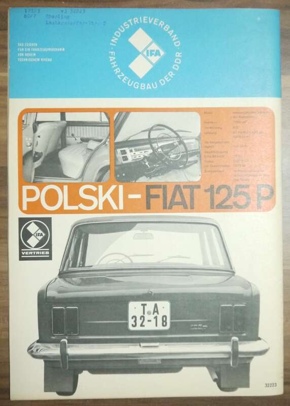 KFT Beurteilung 1500er Version Polski Fiat 125 P Dezember 1969 VEB Verlag