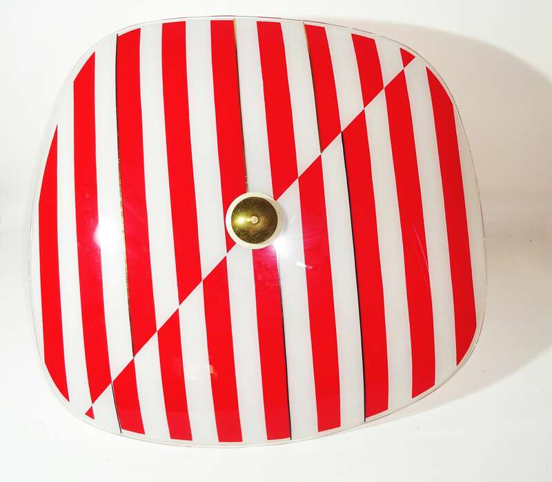 Deckenleuchte Rot Weiß Rockabilly Vintage Lampe 1960er Schalenlampe
