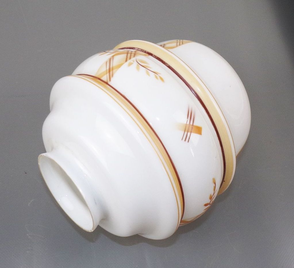 Alter Glas Lampenschirm Ersatzschirm Weiss Braun E27 Glasleuchte Spritzdekor