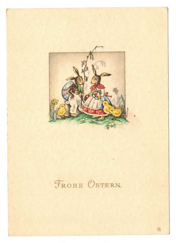 Künstler Ak Frohe Ostern Osterhasen Küken 1956 VEB Postkartenverlag Berlin