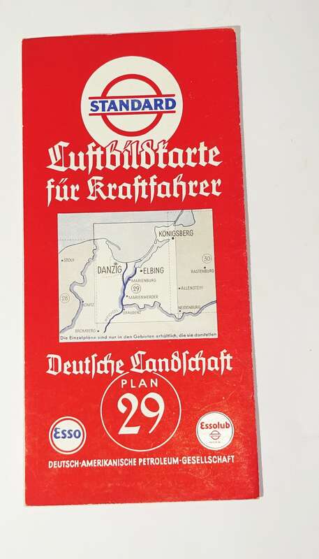Standard Luftbildkarte Esso Plan 29 Danzig Elbing Königsberg 1930er 