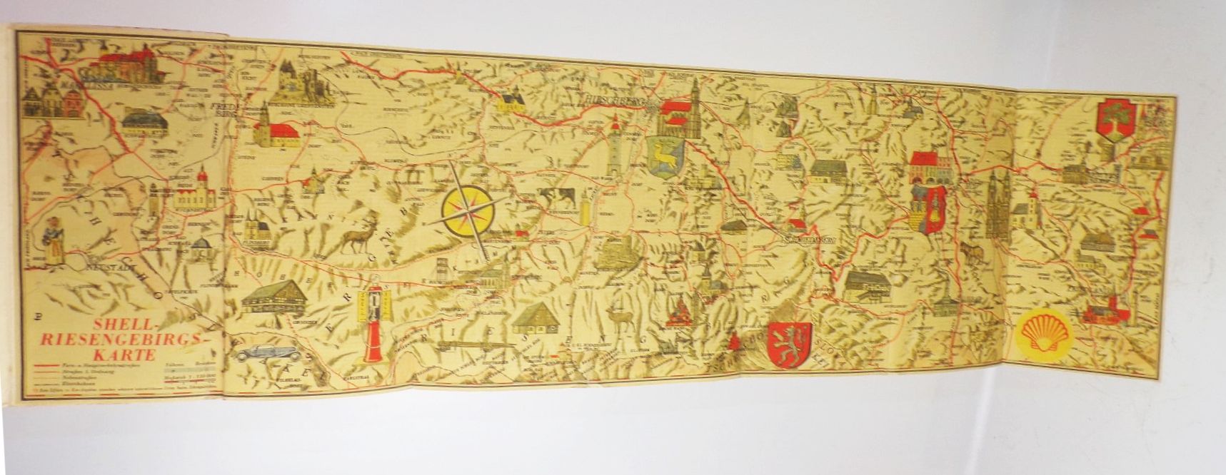 Shell Riesengebirge und Isergebirge Karte 1930 er Landkarte