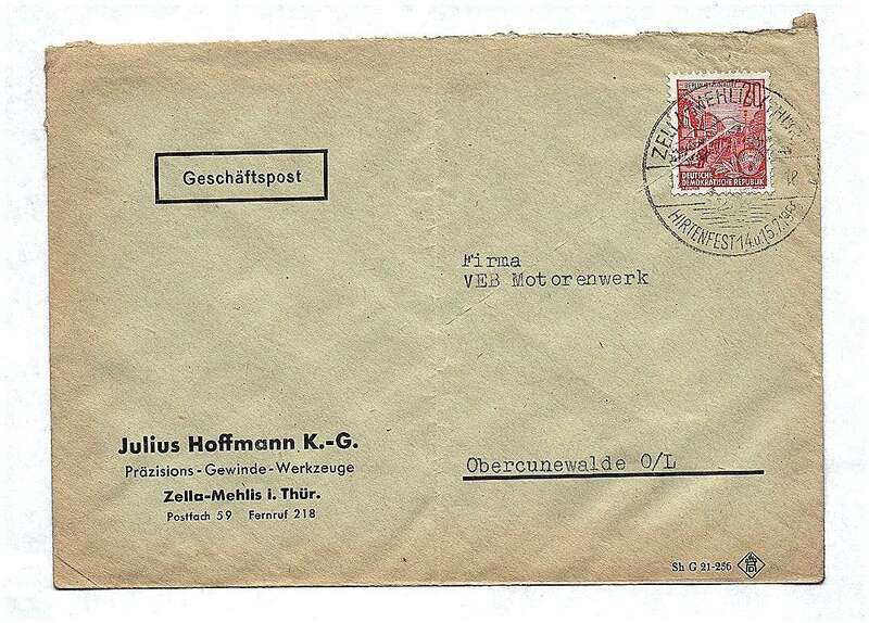 Firma VEB Motorenwerk DDR ca 1952 Geschäftspost Sachsen