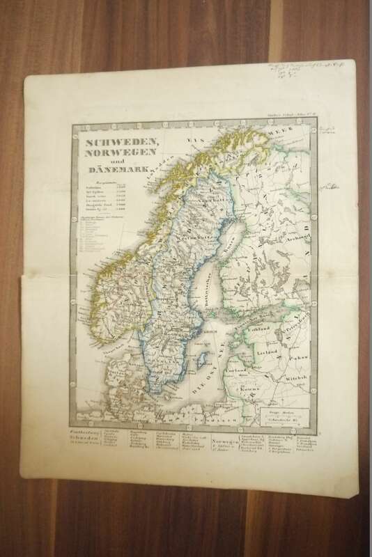Gotha Justus Perthes Landkarte 33x25cm Schweden Norwegen Dänemark