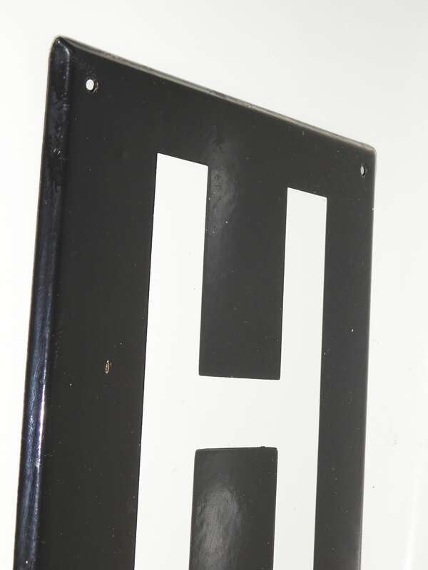 Eisenbahn Emailschild H Buchstabe Schwarz Weiss Reichsbahn Loft Deko