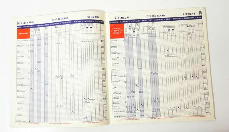 Sabena Jet Caravelle Jet Boeing Jet 1961 Flugplan
