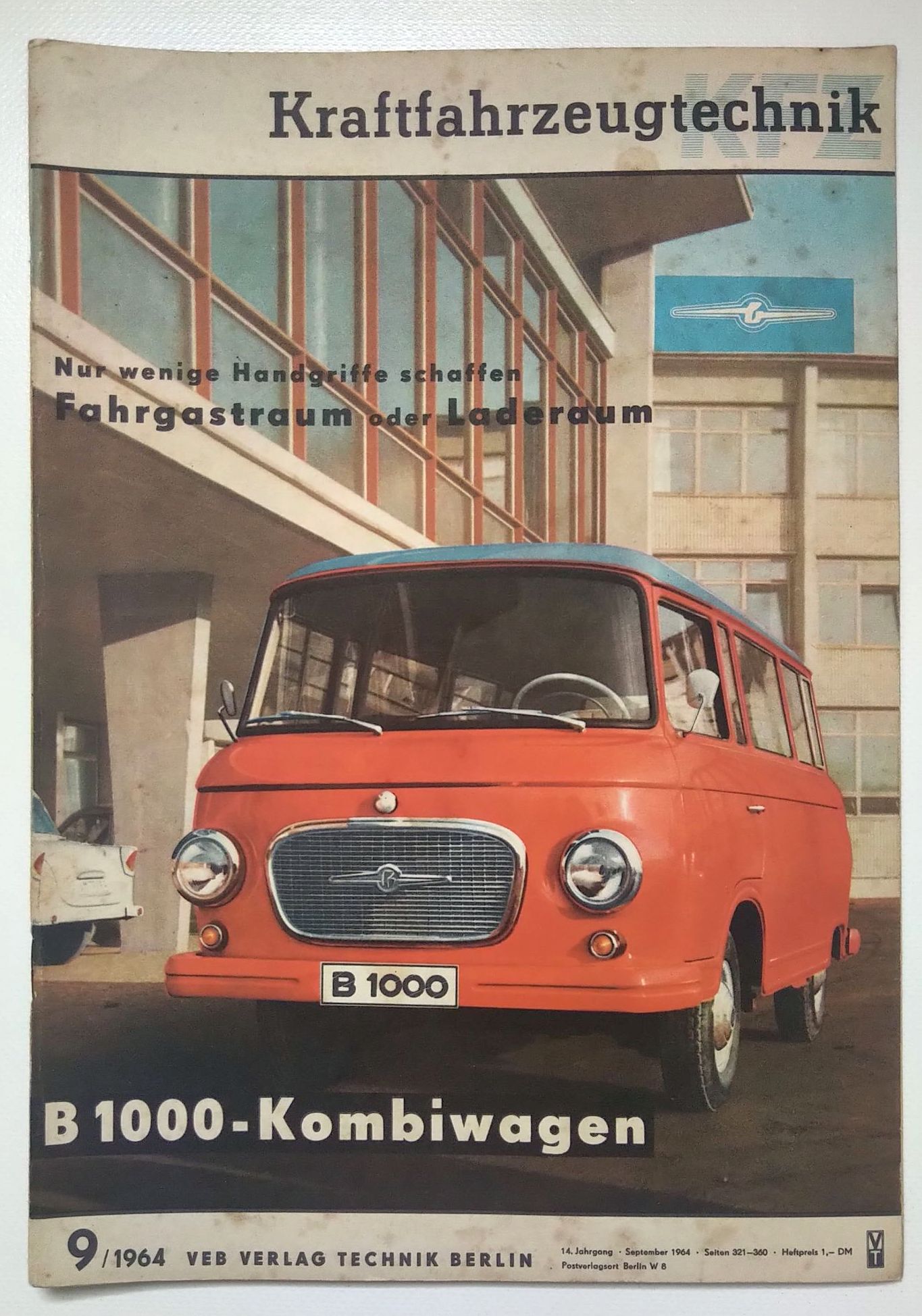 Kraftfahrzeugtechnik Zeitschrift DDR 1964 Nr 9 B1000 Kombiwagen