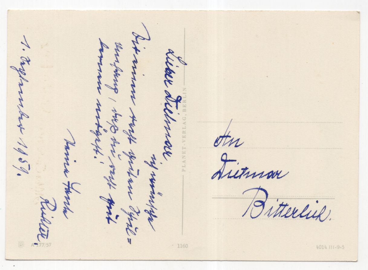 Künstler Ak Bube mit Kaninchen Hasen 1959 