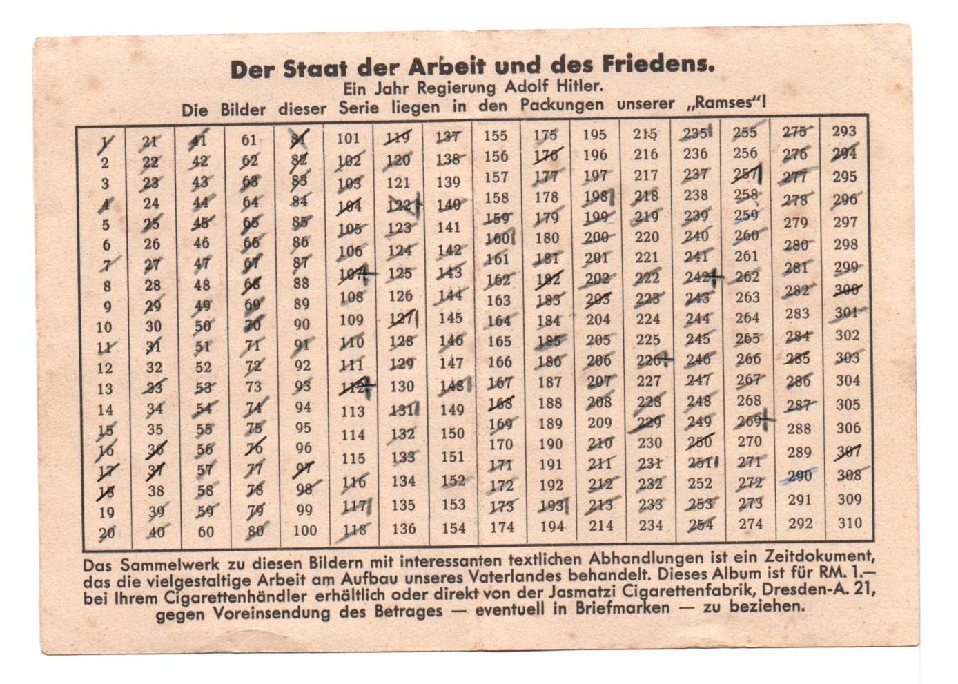 Tauschkarte Ramses Sammelbilder Zigaretten Werbung 1930er 