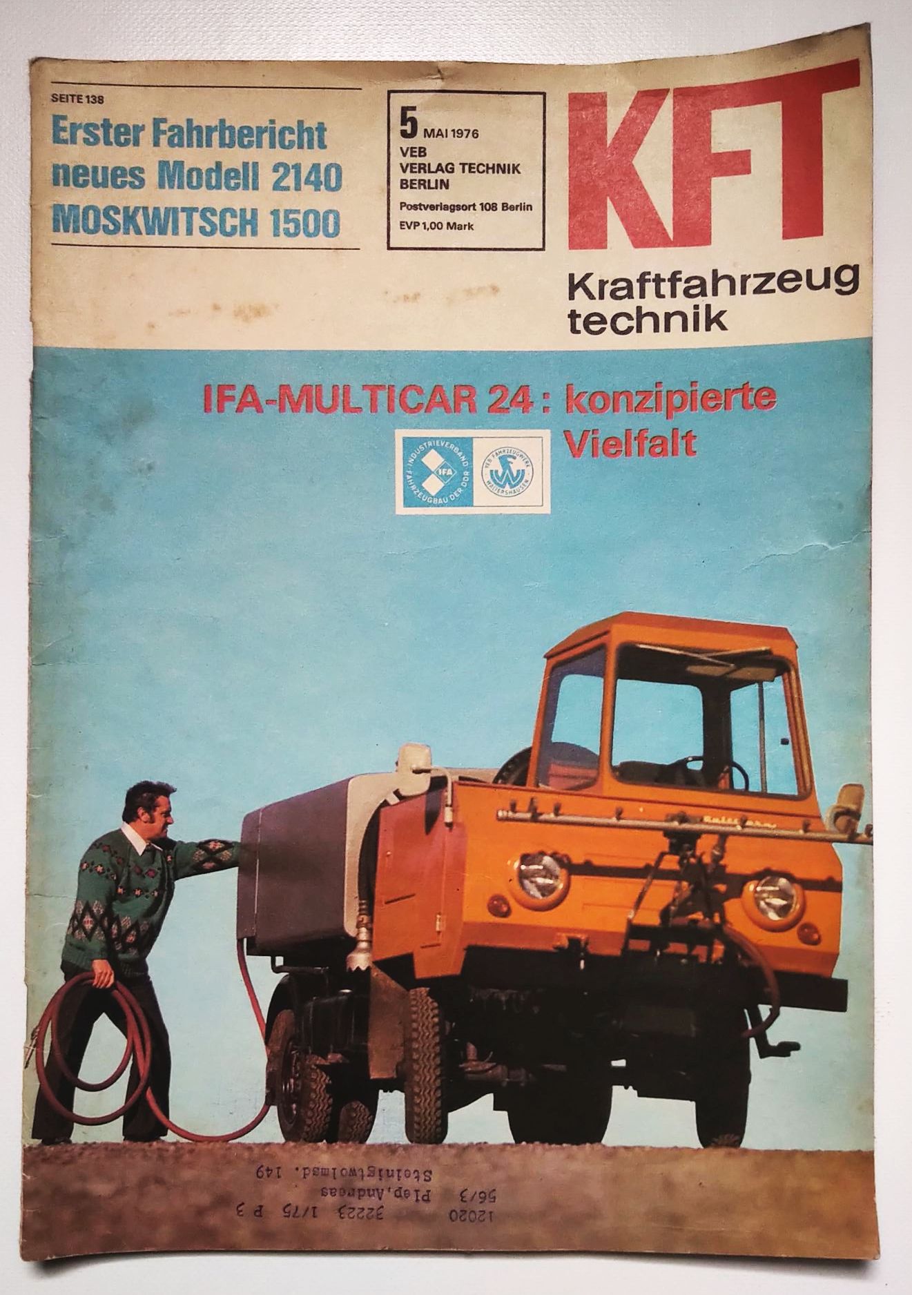 Zeitschrift KFT Nr 5 IFA Multicar 24 Kraftfahrzeugtechnik 1976 DDR Zeitschrift KFT Nr 5 IFA Multicar 24 Kraftfahrzeugtechnik 1976 DDR