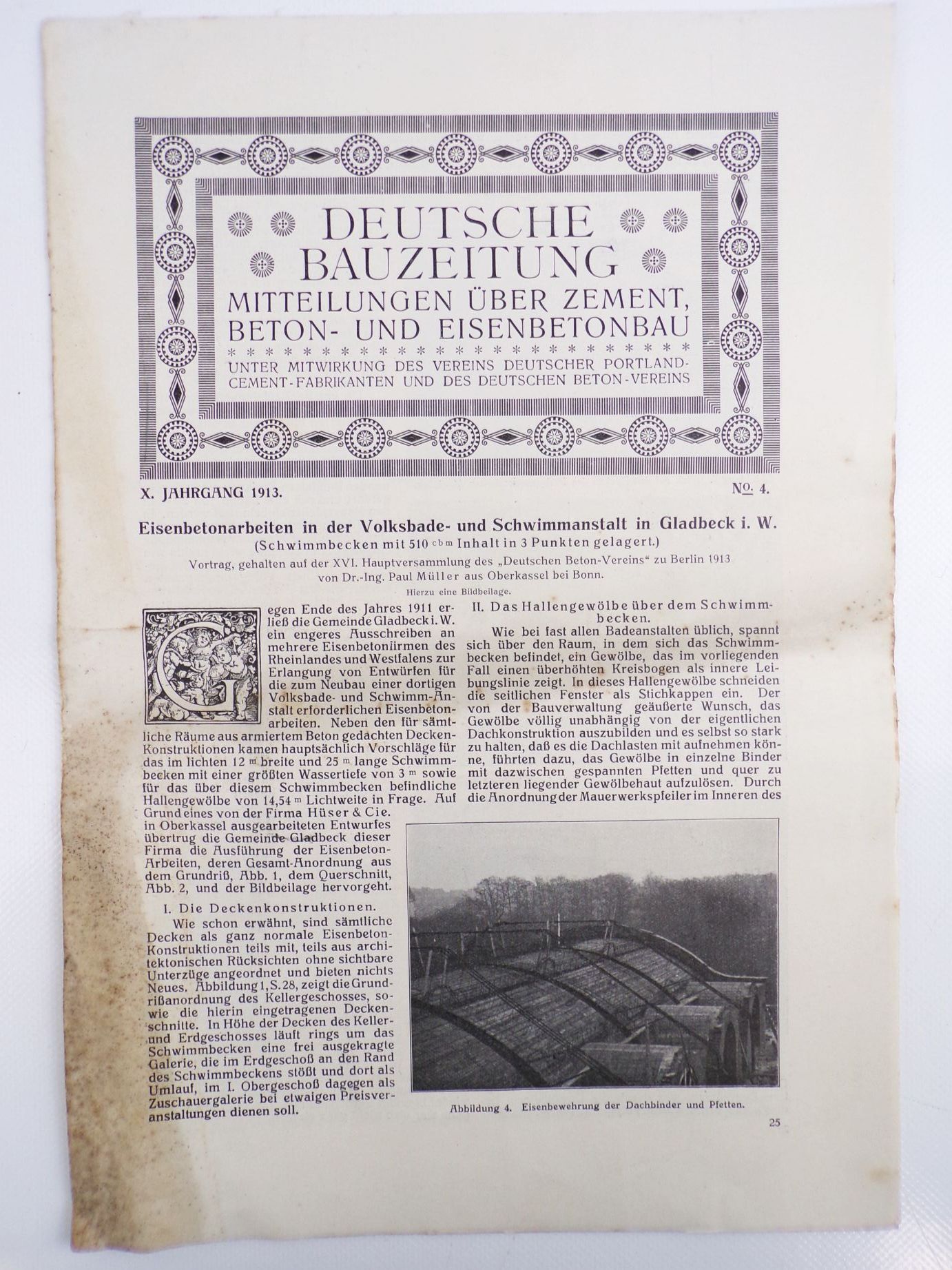 Deutsche Bauzeitung 4 Stück 1913 Bromberg Brückenbau Beton 