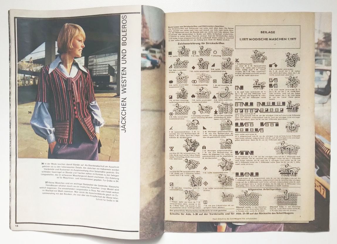 Modezeitschrift Modische Maschen DDR Nr 1 mit Schnittmuster Sommer 1977 Modezeitschrift Modische Maschen DDR Nr 1 mit Schnittmuster Sommer 1977
