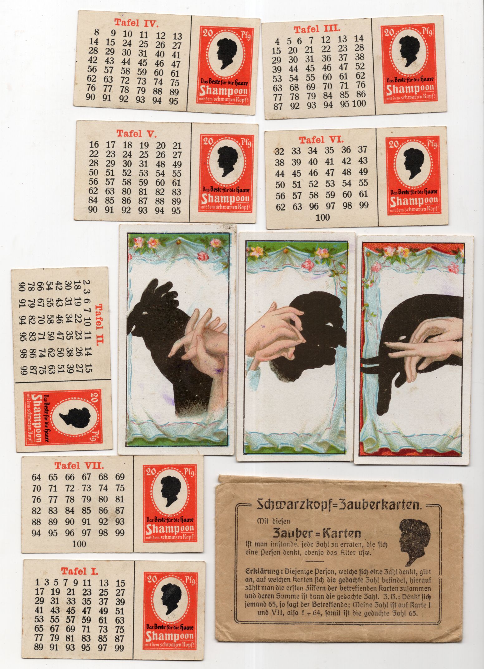 Schwarzkopf Zauberkarten Reklame Spiel und Sammelbilder Julius Cohn Fürth 