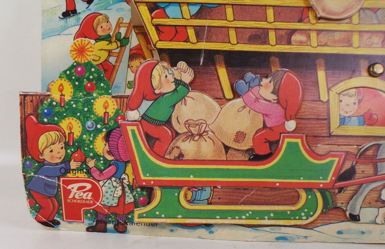 Alter Pea Adventskalender Windmühle 3 D Kinder Weihnachtsmann