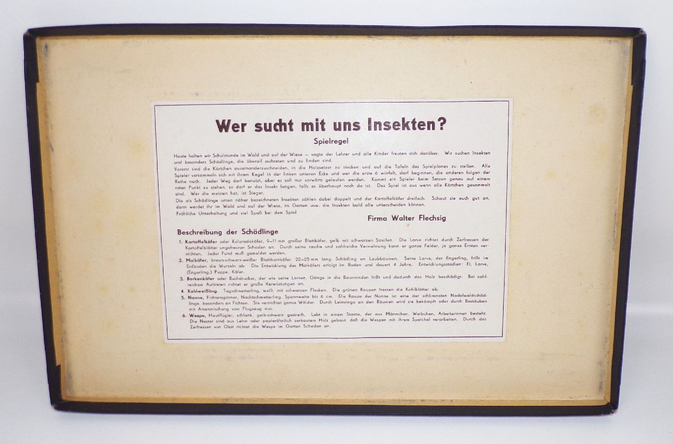 Wer sucht mit uns Insekten Ein lehrreiches Spiel Marianne Drechsel Flechsig 1950 er 