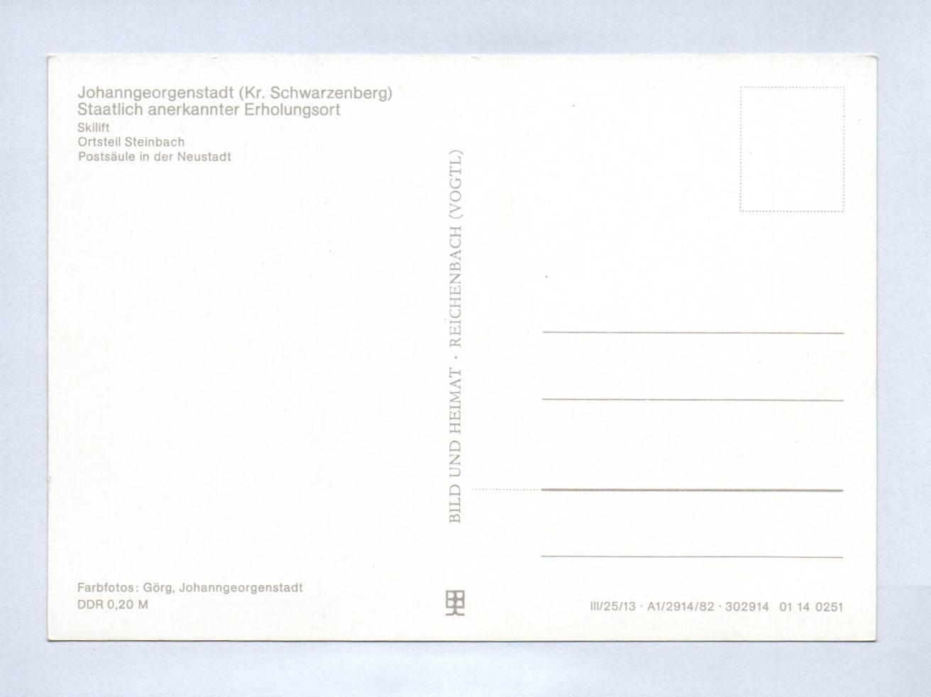 Ak Johanngeorgenstadt 1982 Kreis Schwarzenberg Skilift Ortsteil Steinbach Ak Johanngeorgenstadt 1982 Kreis Schwarzenberg Skilift Ortsteil Steinbach