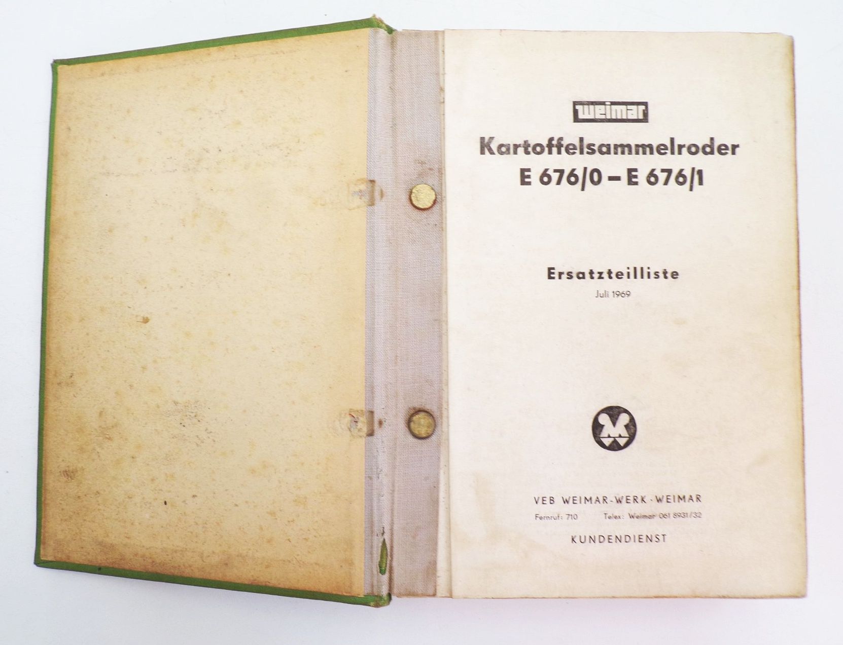 Ersatzteilliste Kartoffelsammelroder E676 0 VEB Weimar Werk Landmaschinenbau 