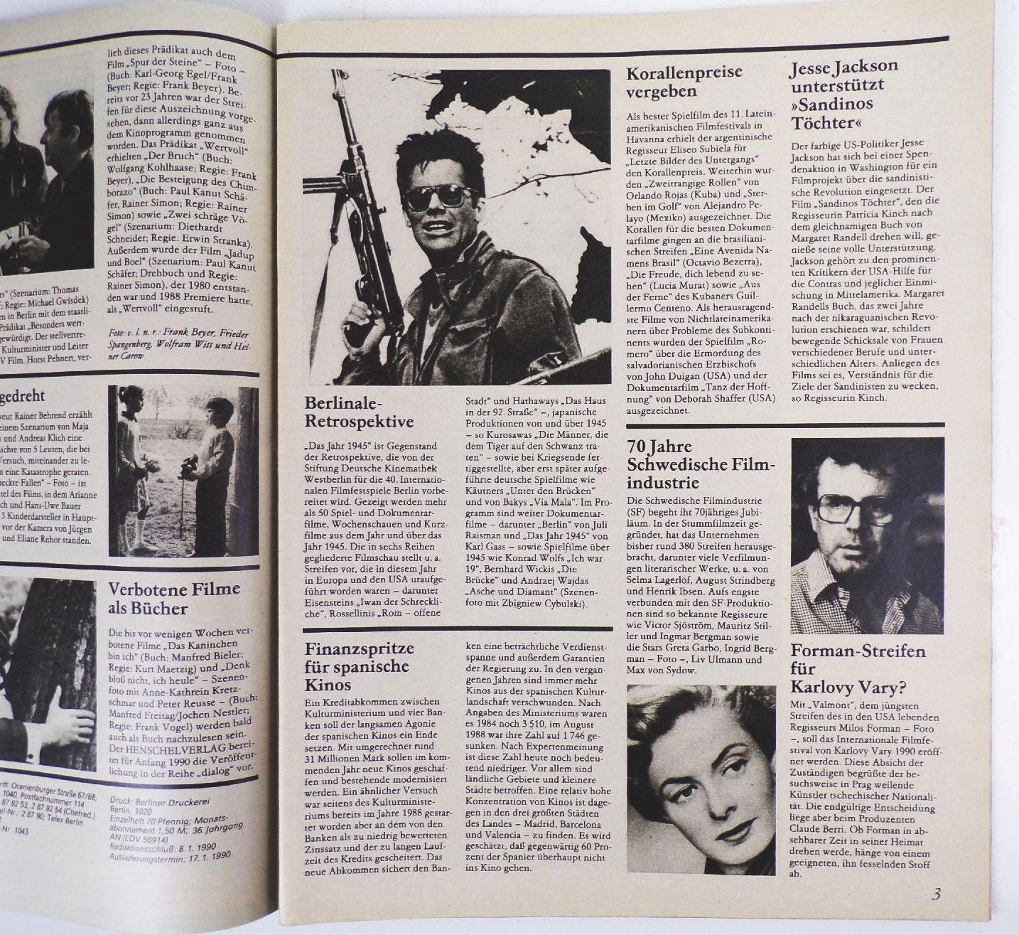 DDR Filmspiegel Catherine Deneuve Farbposter Kim Basinger 2 von 1990 vintage