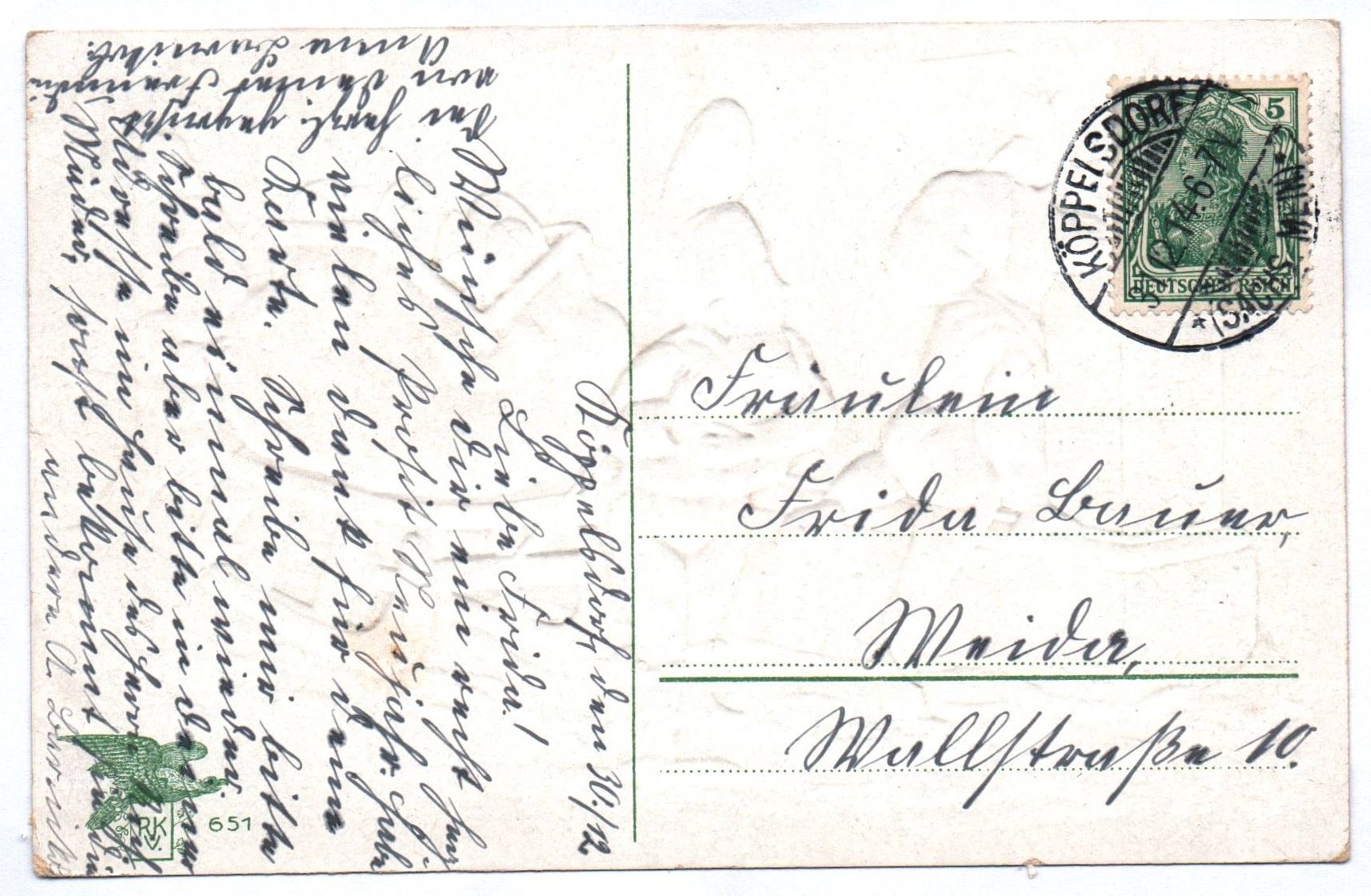 Künstler Ak Wichtel klingeln an Haustür 1914 geprägt Neujahr Künstler Ak Wichtel klingeln an Haustür 1914 geprägt Neujahr