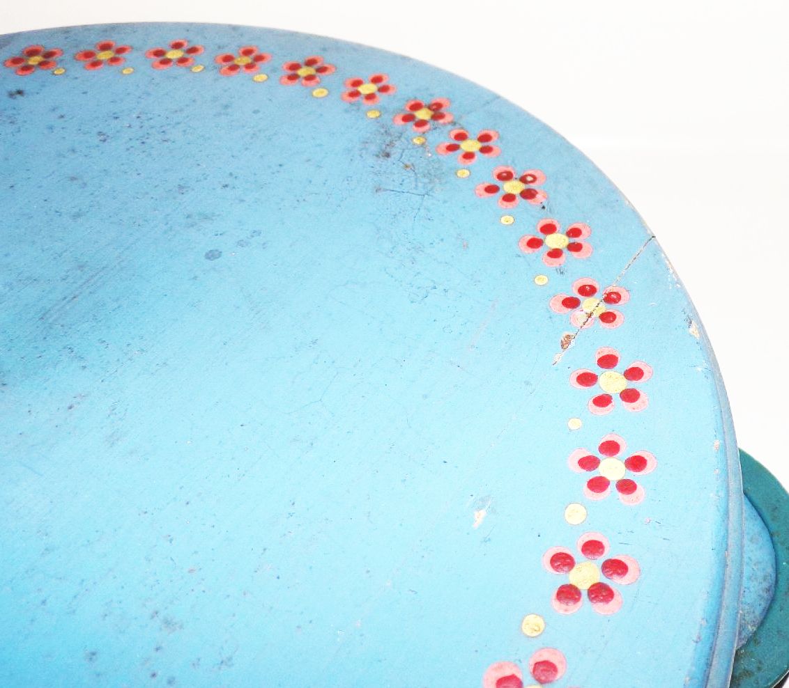 Alter Holztopf handbemalt Dose Wolle Behälter Erzgebirge Handarbeit 