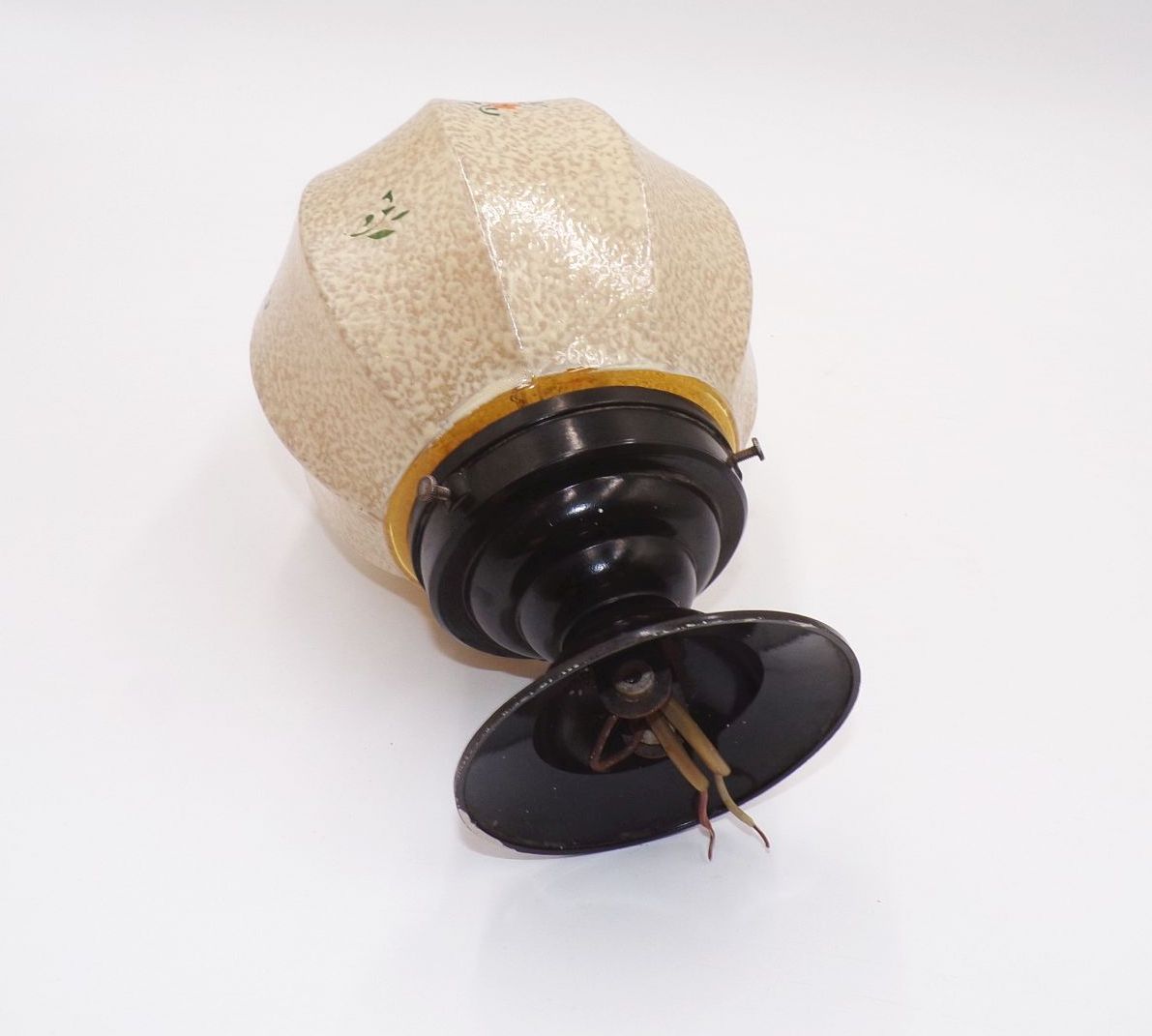 Alte Deckenleuchte Art Deco Glas Bakelit 1930 er Geblümte Lampe