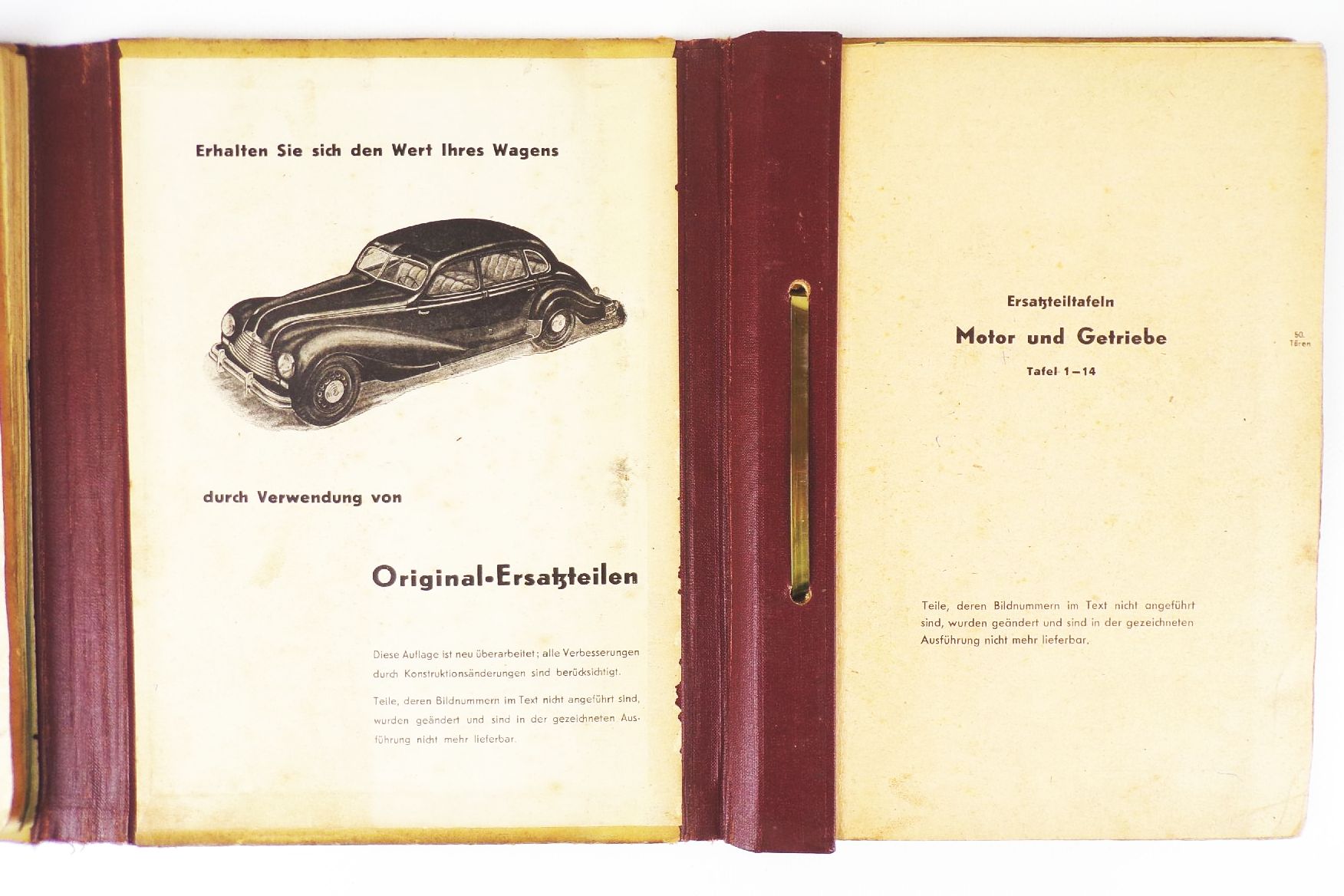 Ersatzteilliste für den EMW Kraftwagen 2 Liter 55 PS 6 Zylinder Limousine