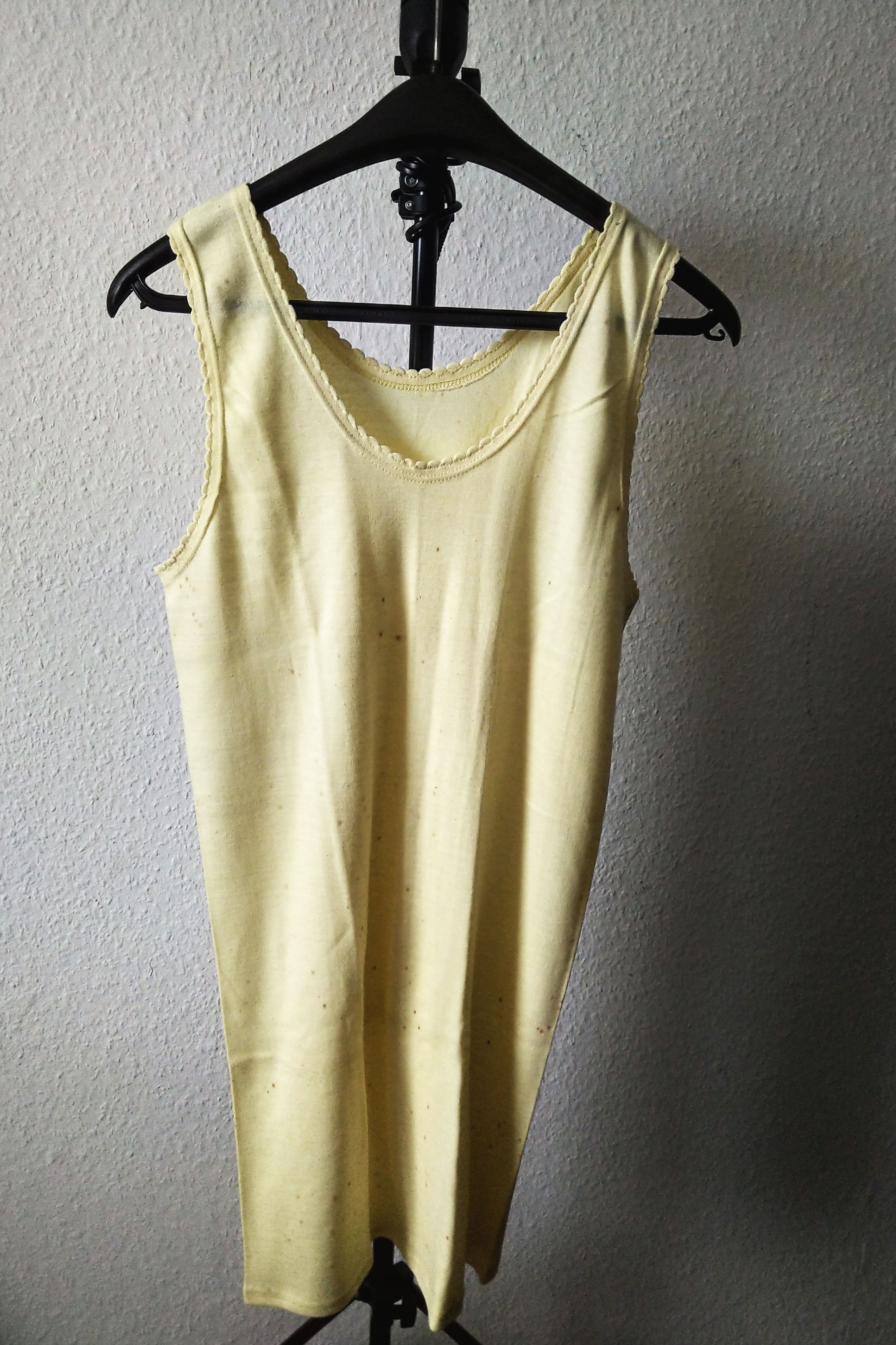 Vintage Damen Baumwoll Nachthemd Unterkleid Negligee Gelb