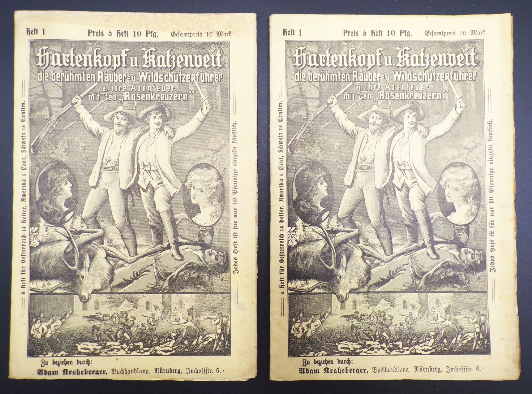 Romanheft Hartenkopf und Katzenveit berühmte Räuber Wildschützen um 1900